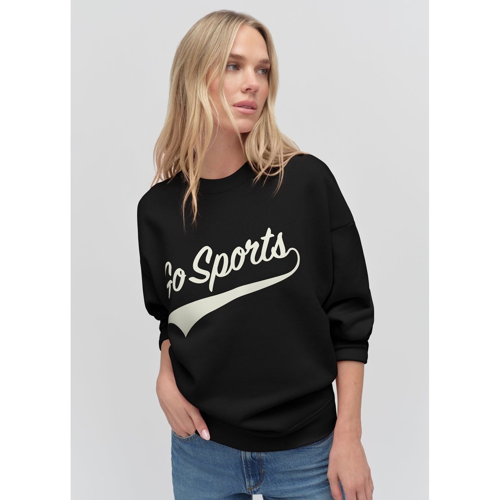 Favorite Daughter Cotton Go Sports Crew Neck Sweatshirt Navy Women's Medium